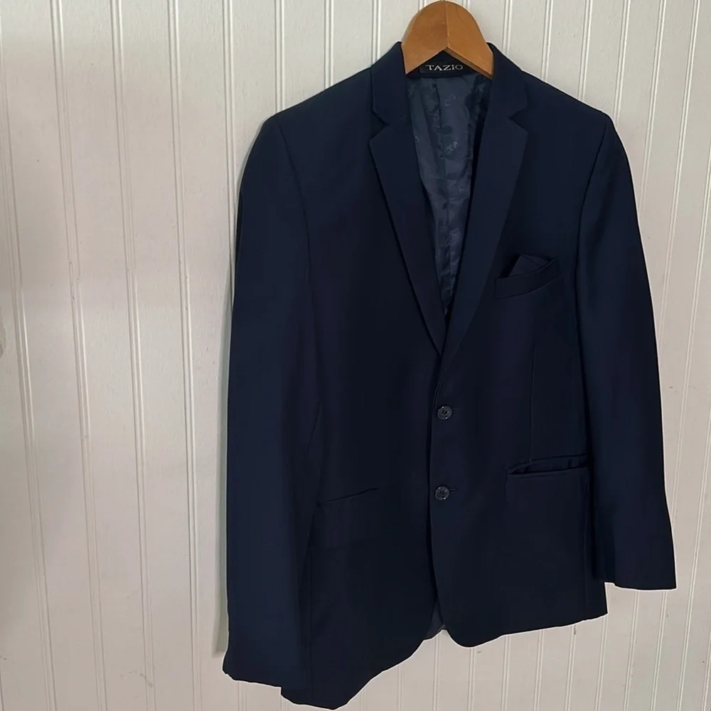 Tazio Navy Blue Jacket Blazer and Vest Like New sz 14